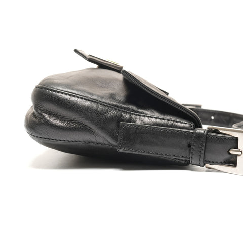 FENDI Lambskin Leather Mamma Bucket Shoulder Bag black WS27215