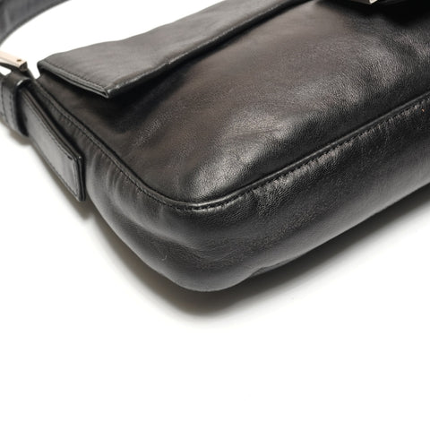 FENDI Lambskin Leather Mamma Bucket Shoulder Bag black WS27215