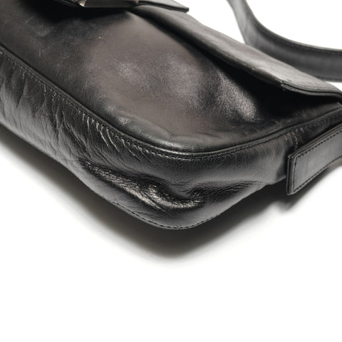 FENDI Lambskin Leather Mamma Bucket Shoulder Bag black WS27215