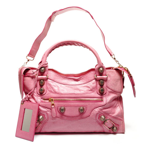 BALENCIAGA Giant City Leather 2way Handbag pink WS27218