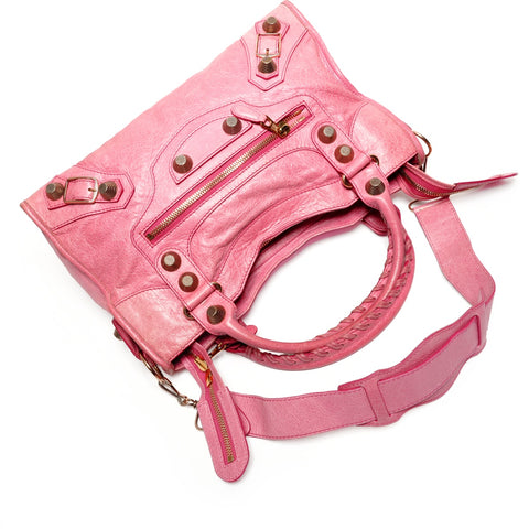 BALENCIAGA Giant City Leather 2way Handbag pink WS27218
