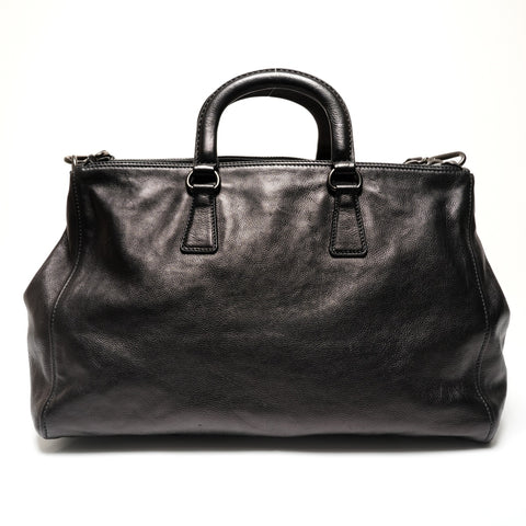 PRADA Leather Logo 2WAY Metal Matte Shoulder Bag black WS27222