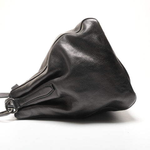 PRADA Leather Logo 2WAY Metal Matte Shoulder Bag black WS27222