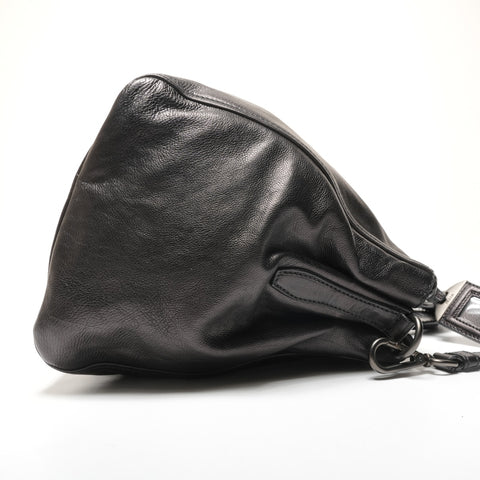 PRADA Leather Logo 2WAY Metal Matte Shoulder Bag black WS27222