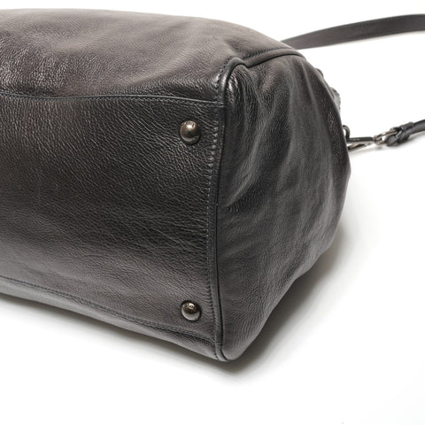 PRADA Leather Logo 2WAY Metal Matte Shoulder Bag black WS27222