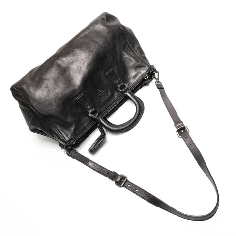 PRADA Leather Logo 2WAY Metal Matte Shoulder Bag black WS27222