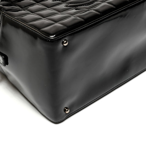 CHANEL Patent Enamel Chocolate Bar Handbag black WS27223