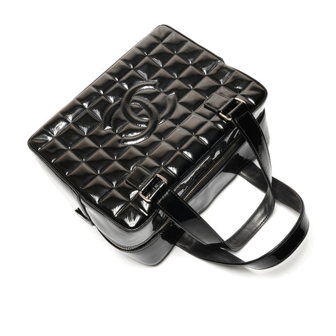 CHANEL Patent Enamel Chocolate Bar Handbag black WS27223