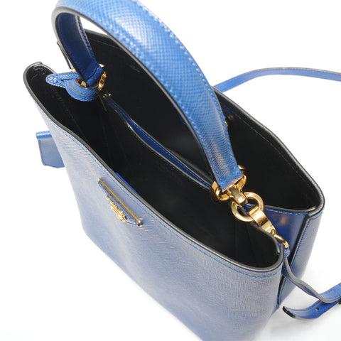 PRADA Saffiano Leather Pannier Small Bag 2-Way Shoulder Bag blue WS27224
