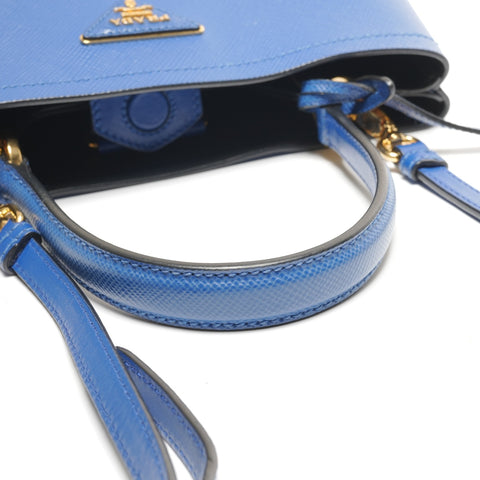 PRADA Saffiano Leather Pannier Small Bag 2-Way Shoulder Bag blue WS27224