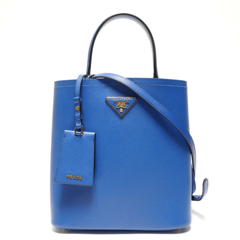 PRADA Saffiano Leather Pannier Small Bag 2-Way Shoulder Bag blue WS27224