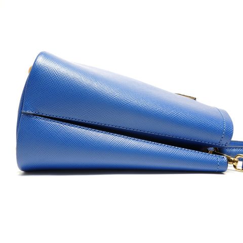 PRADA Saffiano Leather Pannier Small Bag 2-Way Shoulder Bag blue WS27224