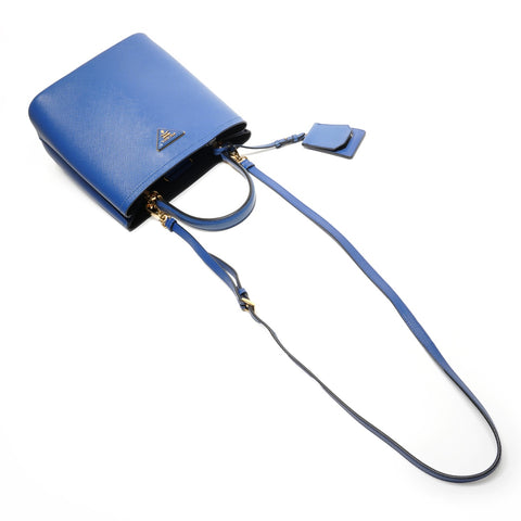 PRADA Saffiano Leather Pannier Small Bag 2-Way Shoulder Bag blue WS27224