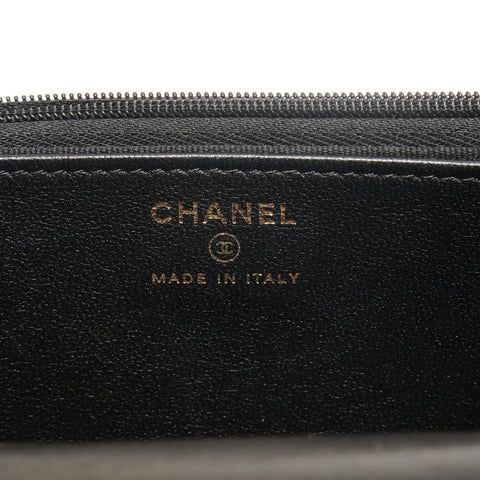 CHANEL 2022-2025 Lambskin Chain Wallet Metal Gold Shoulder Bag black WS27226