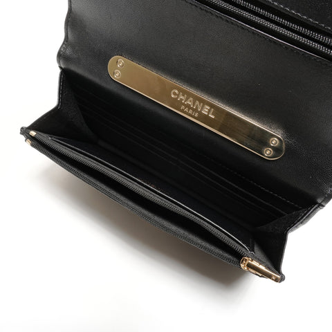 CHANEL 2022-2025 Lambskin Chain Wallet Metal Gold Shoulder Bag black WS27226