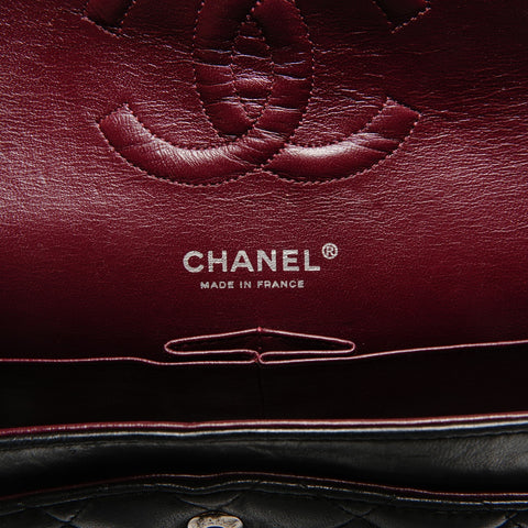 CHANEL Lambskin Matelasse Double Flap 9.8" 11s Shoulder Bag black WS27227