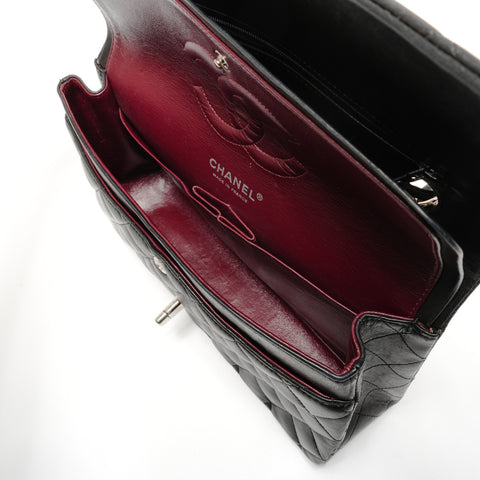 CHANEL Lambskin Matelasse Double Flap 9.8" 11s Shoulder Bag black WS27227