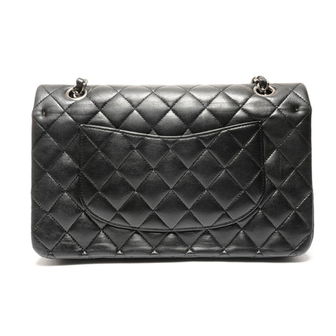 CHANEL Lambskin Matelasse Double Flap 9.8" 11s Shoulder Bag black WS27227