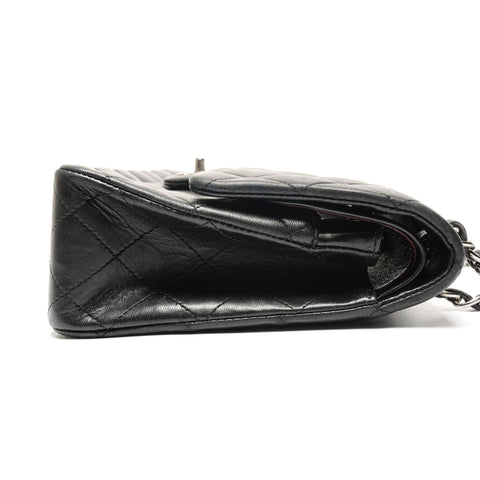 CHANEL Lambskin Matelasse Double Flap 9.8" 11s Shoulder Bag black WS27227