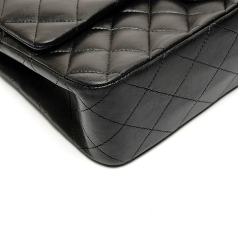 CHANEL Lambskin Matelasse Double Flap 9.8" 11s Shoulder Bag black WS27227
