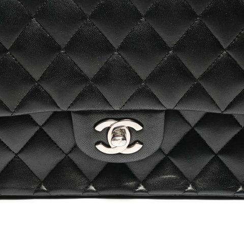 CHANEL Lambskin Matelasse Double Flap 9.8" 11s Shoulder Bag black WS27227