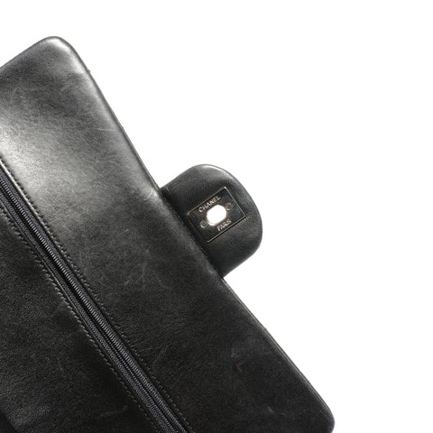 CHANEL Lambskin Matelasse Double Flap 9.8" 11s Shoulder Bag black WS27227