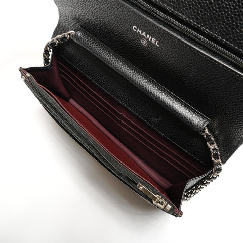 CHANEL Nr. 28 2019 Caviar Chain Wallet Umhängetasche schwarz WS27228