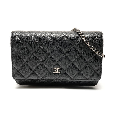 CHANEL Nr. 28 2019 Caviar Chain Wallet Umhängetasche schwarz WS27228