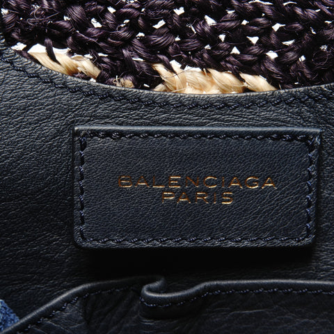 BALENCIAGA raffia basket bag Tote Bag Navy WS27230