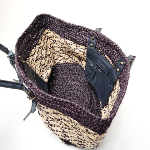 BALENCIAGA raffia basket bag Tote Bag Navy WS27230