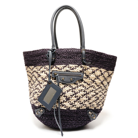 BALENCIAGA raffia basket bag Tote Bag Navy WS27230