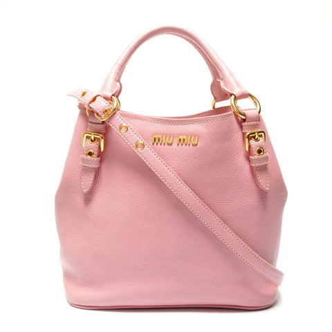 Miu Miu Leather 2way Handbag pink WS27235