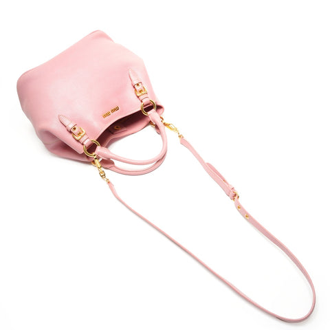 Miu Miu Leather 2way Handbag pink WS27235