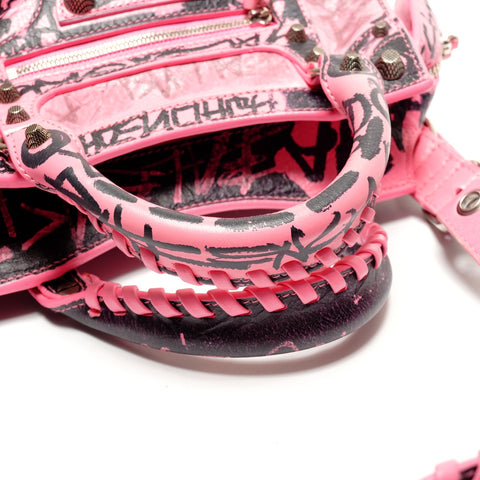 BALENCIAGA Neo Cagol Graffiti 2way City Handbag pink WS27236