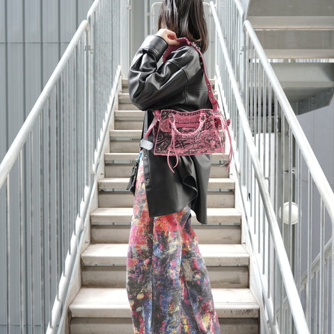 BALENCIAGA Neo Cagol Graffiti 2way City Handbag pink WS27236