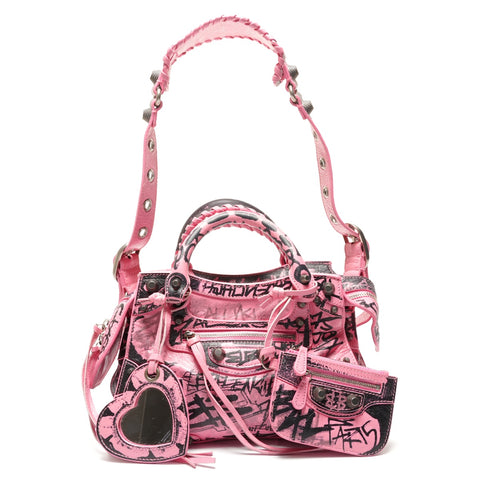 BALENCIAGA Neo Cagol Graffiti 2way City Handbag pink WS27236