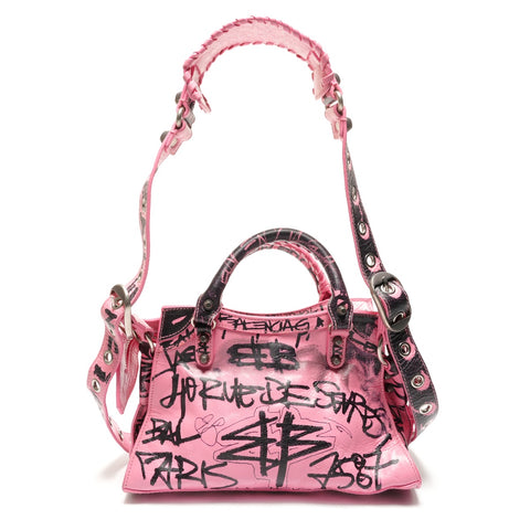 BALENCIAGA Neo Cagol Graffiti 2way City Handbag pink WS27236