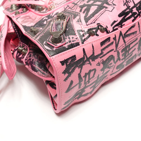 BALENCIAGA Neo Cagol Graffiti 2way City Handbag pink WS27236
