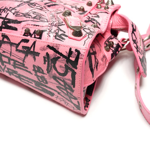 BALENCIAGA Neo Cagol Graffiti 2way City Handbag pink WS27236