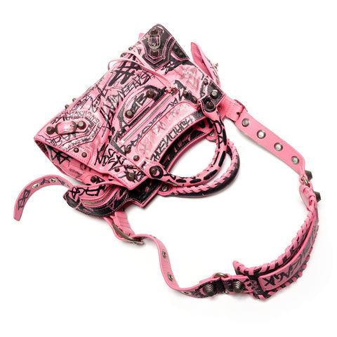 BALENCIAGA Neo Cagol Graffiti 2way City Handbag pink WS27236