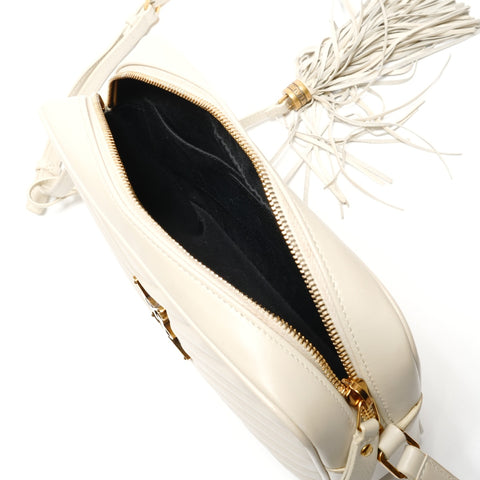 YVES SAINT LAURENT Lou Camera Bag with YSL Logo, Off-White Shoulder Bag white WS27237