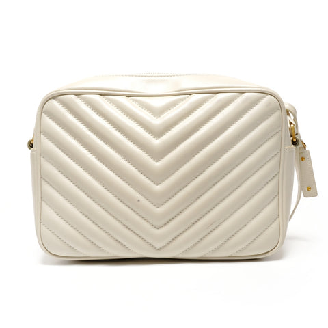 YVES SAINT LAURENT Lou Camera Bag with YSL Logo, Off-White Shoulder Bag white WS27237