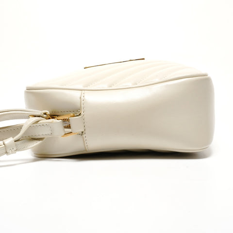 YVES SAINT LAURENT Lou Camera Bag with YSL Logo, Off-White Shoulder Bag white WS27237