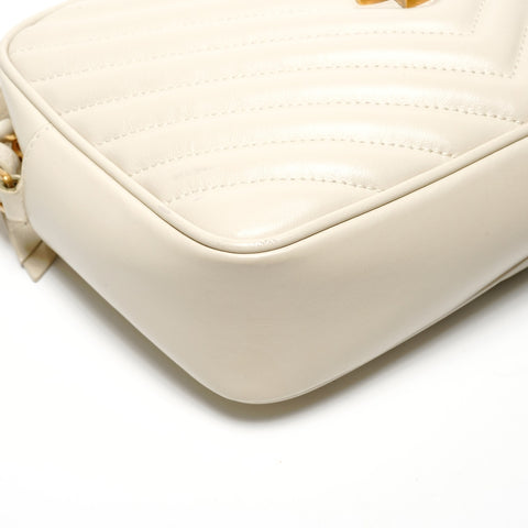 YVES SAINT LAURENT Lou Camera Bag with YSL Logo, Off-White Shoulder Bag white WS27237