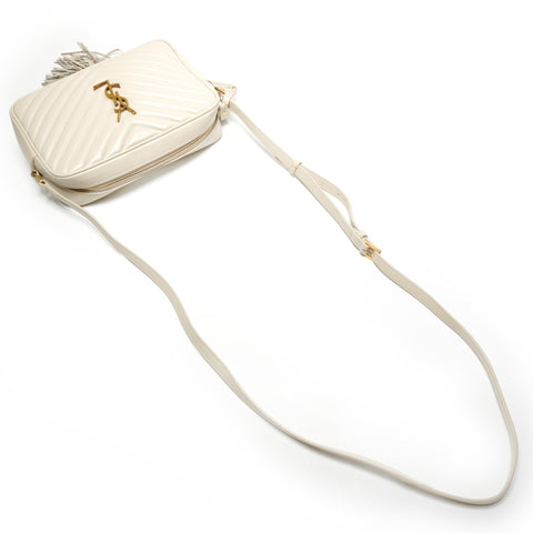 YVES SAINT LAURENT Lou Camera Bag with YSL Logo, Off-White Shoulder Bag white WS27237