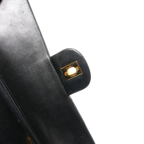 CHANEL No. 2 1993-1994 Lambskin COCO Mark Matelasse 25 Double Flap Shoulder Bag black WS27238