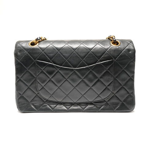 CHANEL No. 2 1993-1994 Lambskin COCO Mark Matelasse 25 Double Flap Shoulder Bag black WS27238