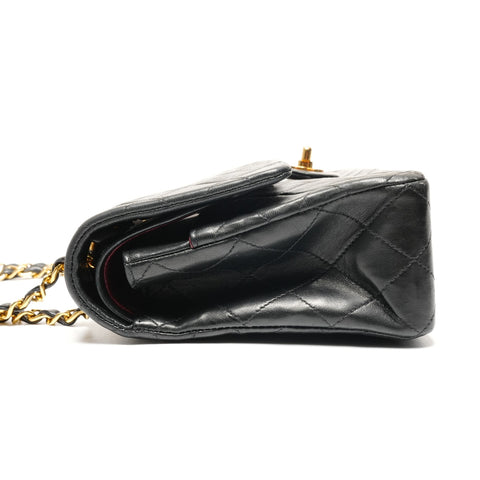 CHANEL No. 2 1993-1994 Lambskin COCO Mark Matelasse 25 Double Flap Shoulder Bag black WS27238