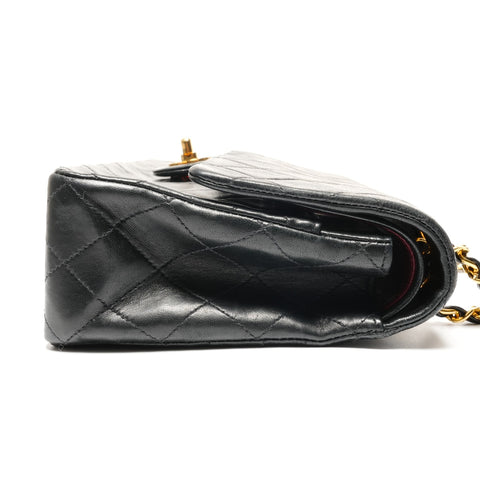 CHANEL No. 2 1993-1994 Lambskin COCO Mark Matelasse 25 Double Flap Shoulder Bag black WS27238