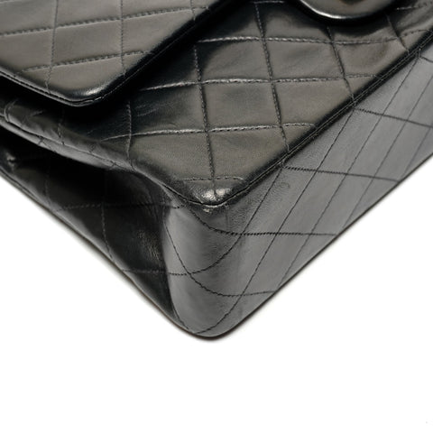 CHANEL No. 2 1993-1994 Lambskin COCO Mark Matelasse 25 Double Flap Shoulder Bag black WS27238